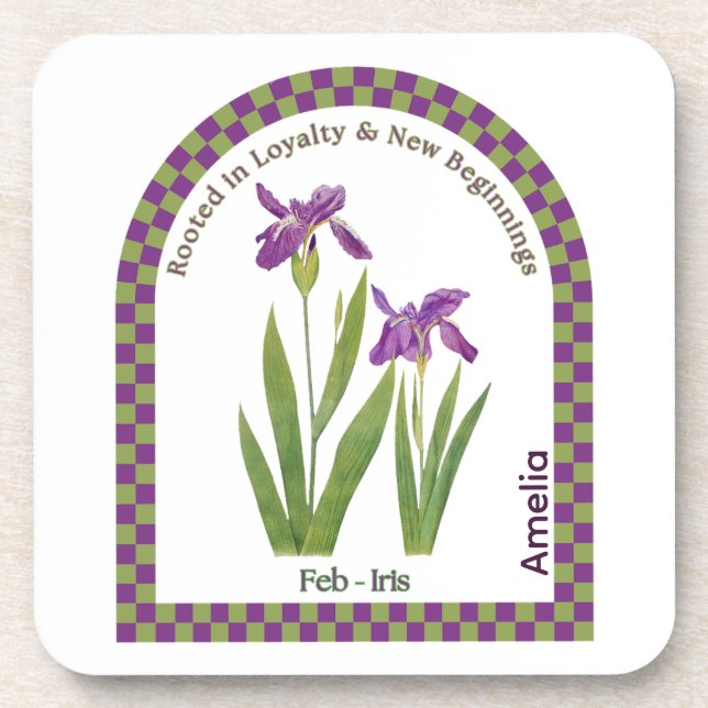 Porta-copo Personalized February Birth Month Flower Coaster (Frente)