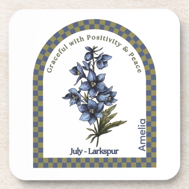 Porta-copo Personalized July Birth Month Flower Coaster (Frente)