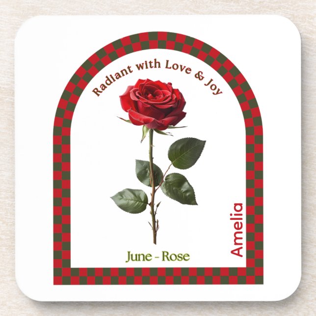 Porta-copo Personalized June Birth Month Flower Coaster (Frente)