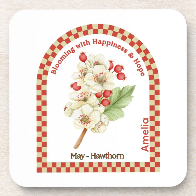 Porta-copo Personalized May Birth Month Flower Coaster (Frente)