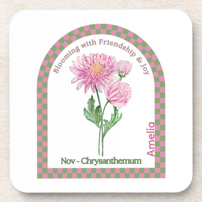 Porta-copo Personalized November Birth Month Flower Coaster (Frente)