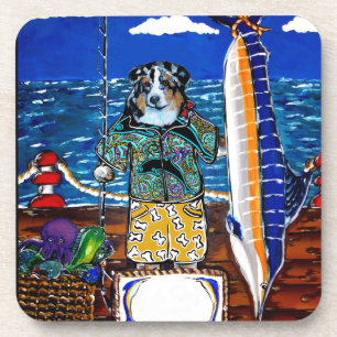 Porta-copo Pesca de Marlin com Australian Shepherd