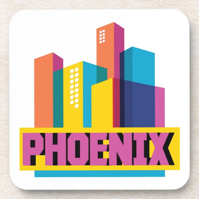 Porta-copo Phoenix, skyline de néon da arizona | (Frente)