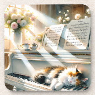 Porta-copo Piano de Casa de Gato Ensolarado Sonho Cottagecore