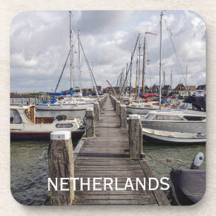 Porta-copo Pier com barcos e iates em Marken Países Baixos