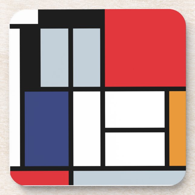 Porta-copo Piet Mondrian - Composição com Plano Vermelho Gran (Frente)