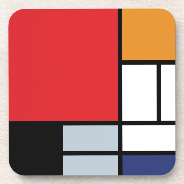 Porta-copo Piet Mondrian - Composição com Plano Vermelho Gran (Frente)