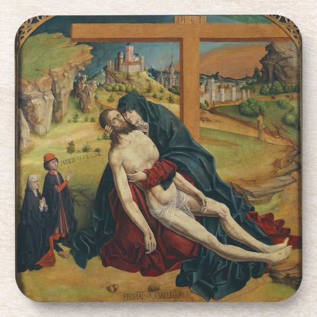 Porta-copo Pieta com dois doadores (óleo no painel) (Frente)