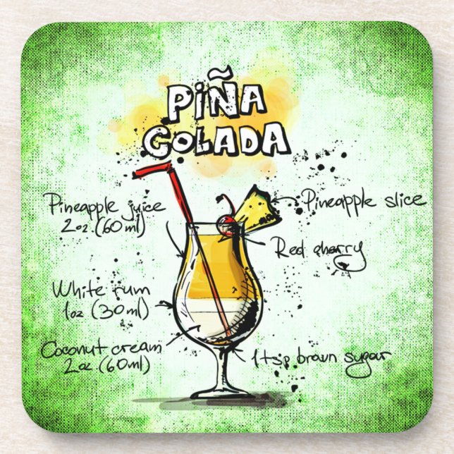 Porta-copo Pina Colada Drink Recipe (Frente)