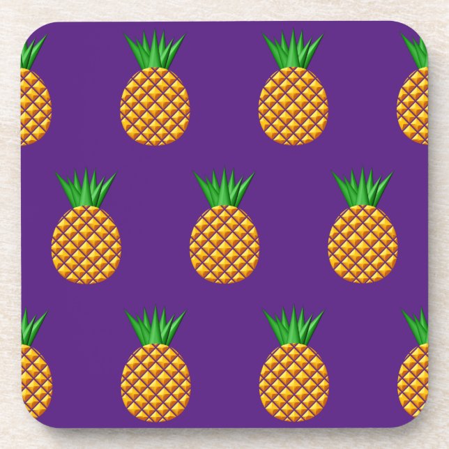 Porta-copo Pineapple Pattern On Purple Background (Frente)