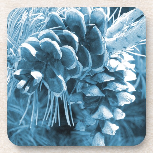 Porta-copo Pinecone azul-do-natal primitivo (Frente)