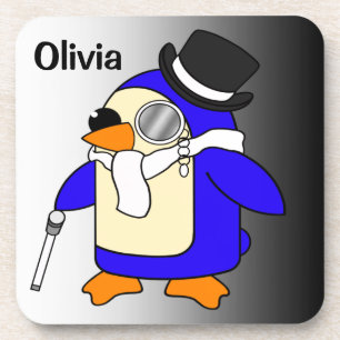Porta-copo Pinguim clássico de desenho animado, preto e branc