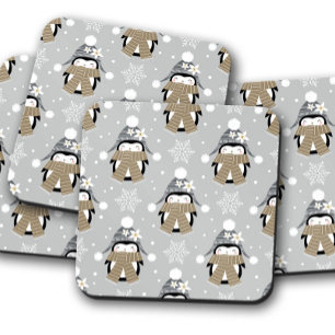 Porta-copo Pinguim Inverno Conjunto de Portas copos de Cort