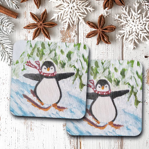 Porta-copo Pinguim na esqui