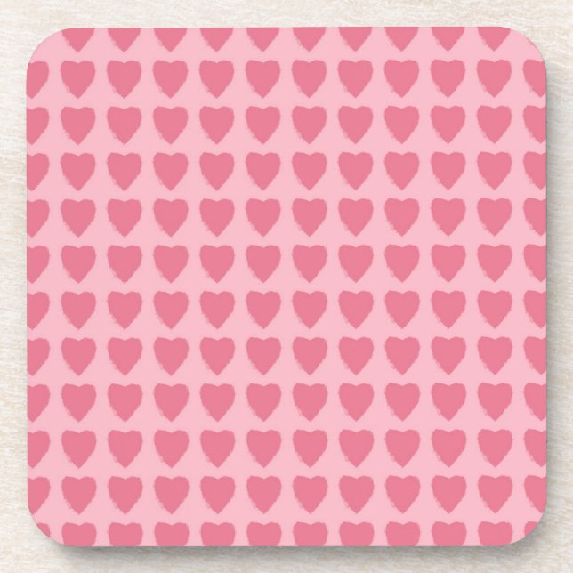 Porta-copo Pink Hearts Seamless Pattern (Frente)