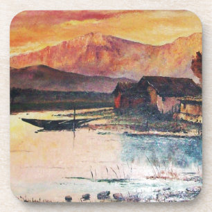PORTA-COPO PINK MONTANHAS LAKE ALPINE SUNSET LANDSCAPE