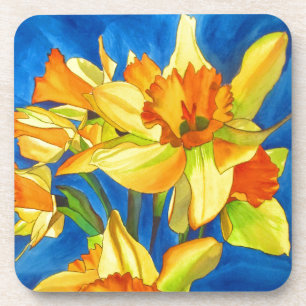 Porta-copo Pintura a aquarela daffodil narciso amarelo