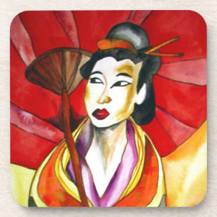 Porta-copo Pintura a aquarela original em Geisha