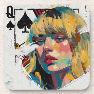 Porta-copo Pintura a Óleo da Rainha de Espadas