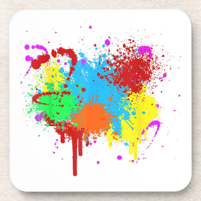 Porta-copo Pintura Abstrata com Salpicos de Tinta Bonita  (Frente)
