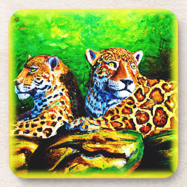 Porta-copo Pintura bonita dos Jaguares. Comprar Agora (Frente)
