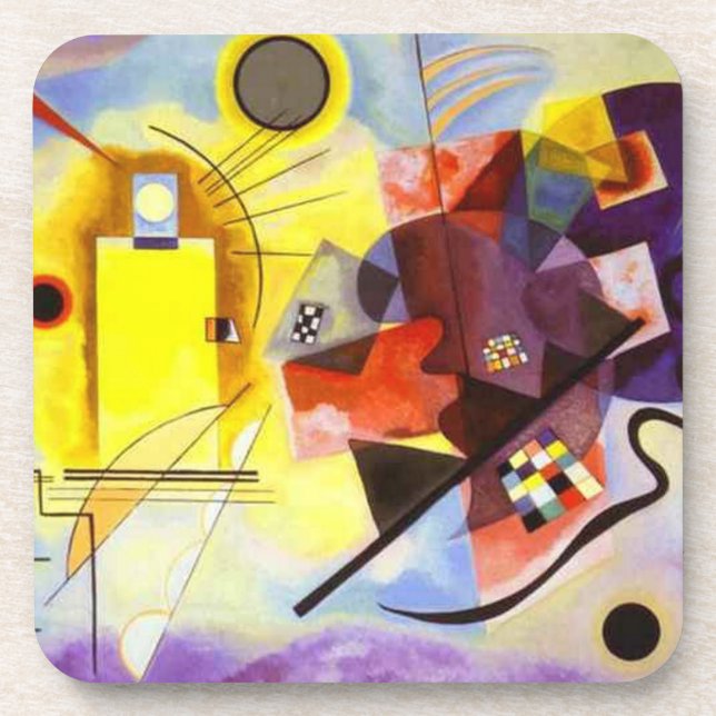 Porta-copo Pintura de Abstrato Amarelo Azul Kandinsky (Frente)