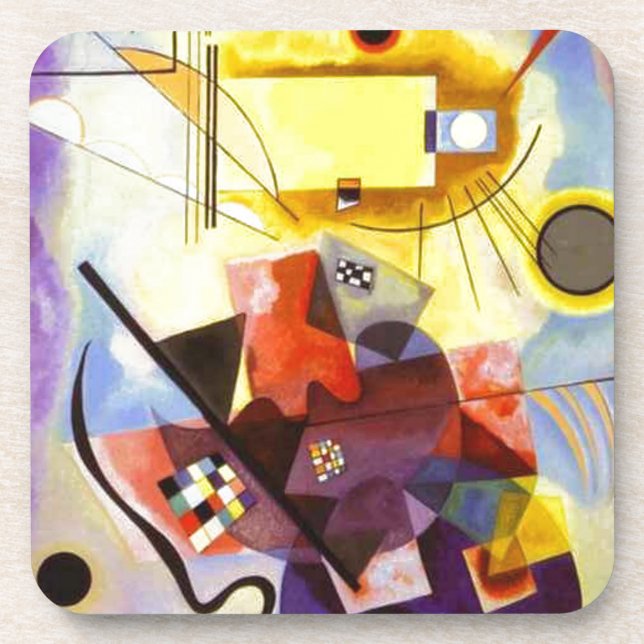 Porta-copo Pintura de Abstrato Amarelo Azul Kandinsky (Frente)