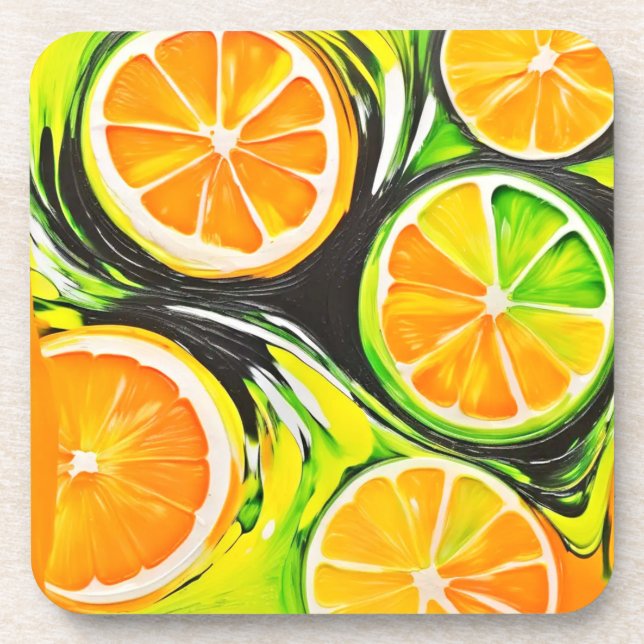 Porta-copo Pintura de Citros Vibrante (Frente)