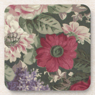 Porta-copo Pintura de flores vintage vermelho rosa azul branc
