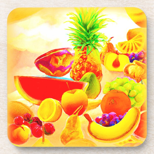 Porta-copo Pintura de Frutas Tropicais exótica. Compre agora (Frente)