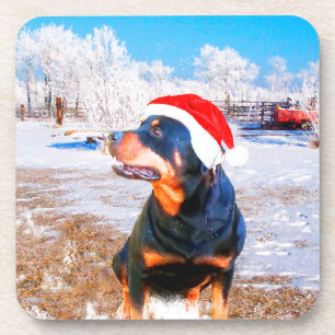 Porta-copo Pintura de Natal do Cão Rottweiler