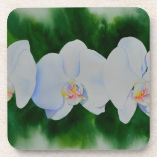 Porta-copo Pintura de orquídea branca Elegante tropical