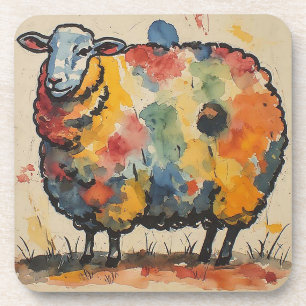 Porta-copo Pintura de Ovelha em Aquarela Divertida