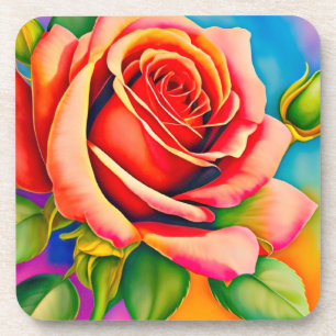 Porta-copo Pintura digital colorida com ventilador de Rosa - 