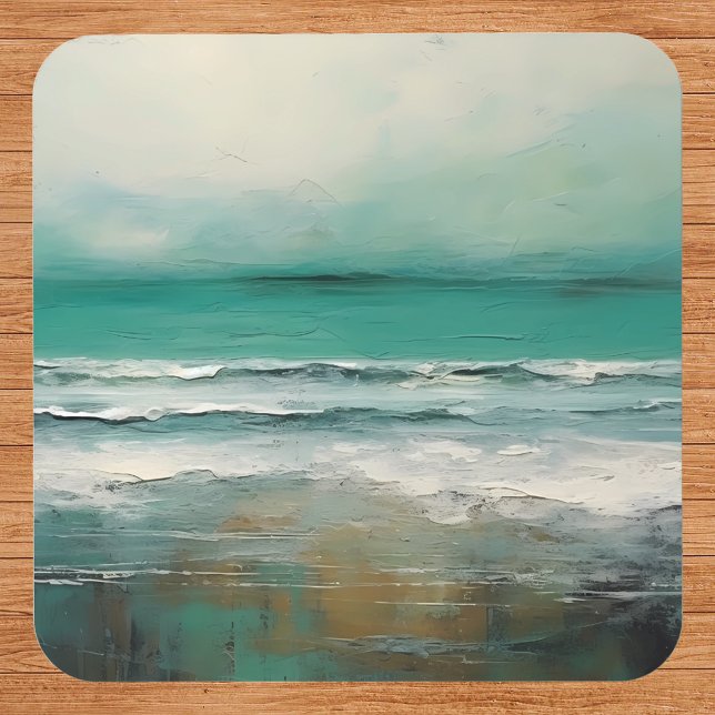 Porta-copo Pintura do Oceano de Praia Verde Teal Moderna (Criador carregado)