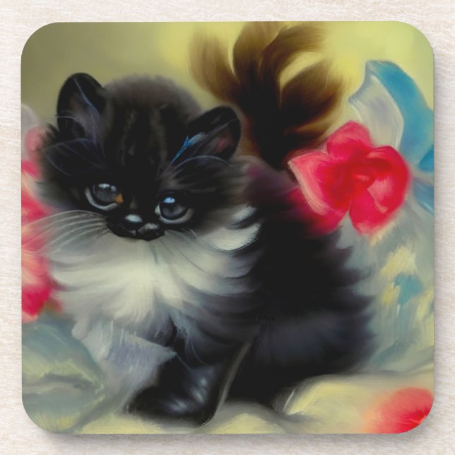 Porta-copo Pintura em branco e preto (Frente)
