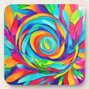 Porta-copo Pintura Espiral Floral Psicodélica Vibrante