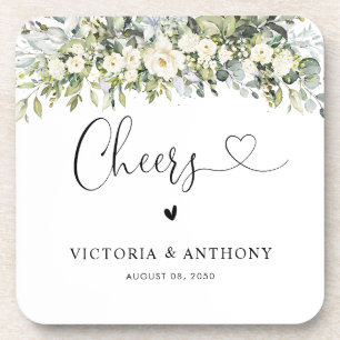 Porta-copo Pires de Cama de Casamento Quadrado Floral Branco