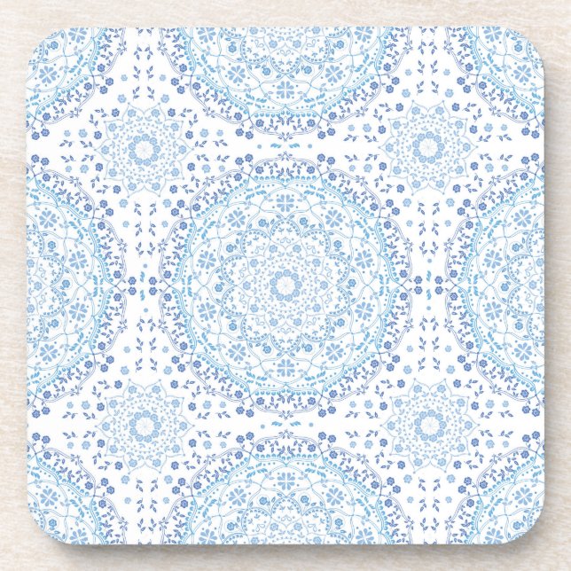 Porta-copo Pires de mandala azul claro (Frente)