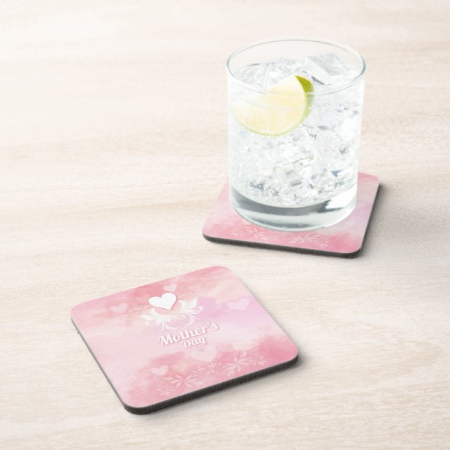 Porta-copo Pires do Dia das Mães Rosa Suave e Branco (Lado Direito)
