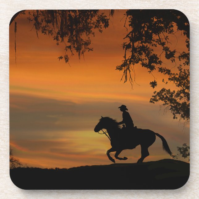 Porta-copo Pisca-Pisca de Cowboy no Pôr do Sol (Frente)
