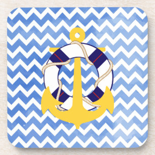 Porta-copo PixDezines chevron/ náutico/aquarela