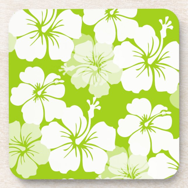 Porta-copo PixDezines hibisco branco/fundo de diy (Frente)
