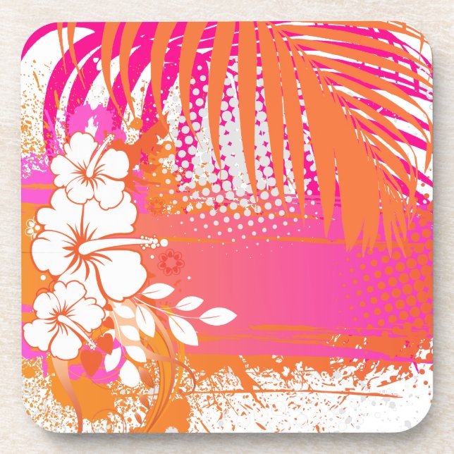 Porta-copo PixDezines hibisco/cor do fundo DIY (Frente)