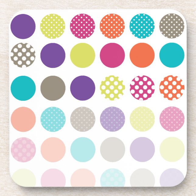 Porta-copo PixDezines Pontos Polka Retro/ cor de fundo DIY (Frente)