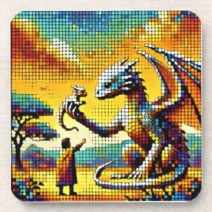 Porta-copo pixelated image of a dragon trainer