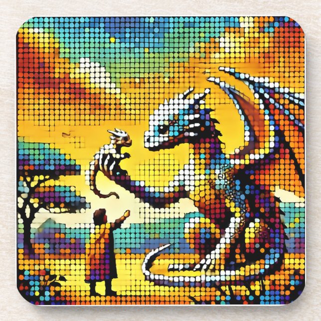 Porta-copo pixelated image of a dragon trainer (Frente)