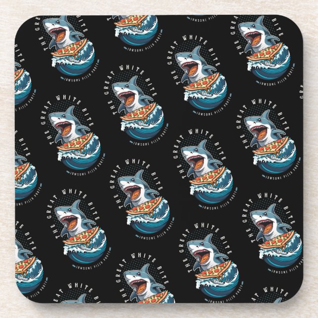 Porta-copo Pizza de Comida de Tubarão | Excelente Bite Branca (Frente)