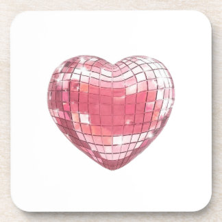 Porta-copo Placa de Mouse Coração Rosa Disco