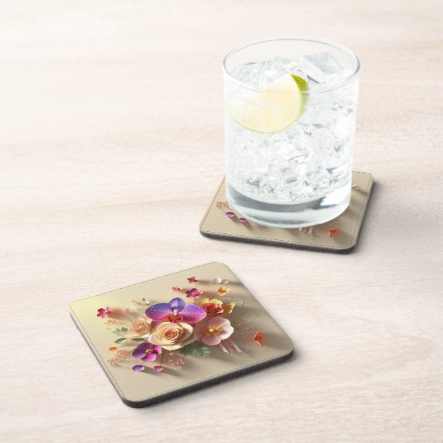 Porta-copo Placa de saudação 3D do primavera Blossomo - Rosas (Lado Direito)